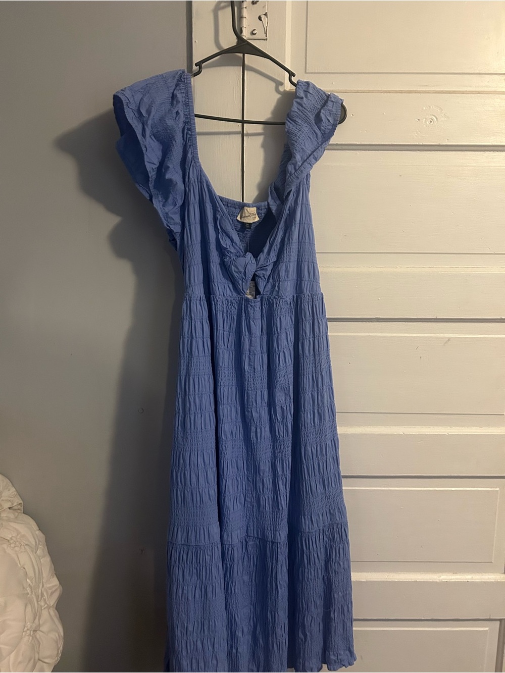 Universal Thread Blue Crinkle Tie-Front Midi Dress
